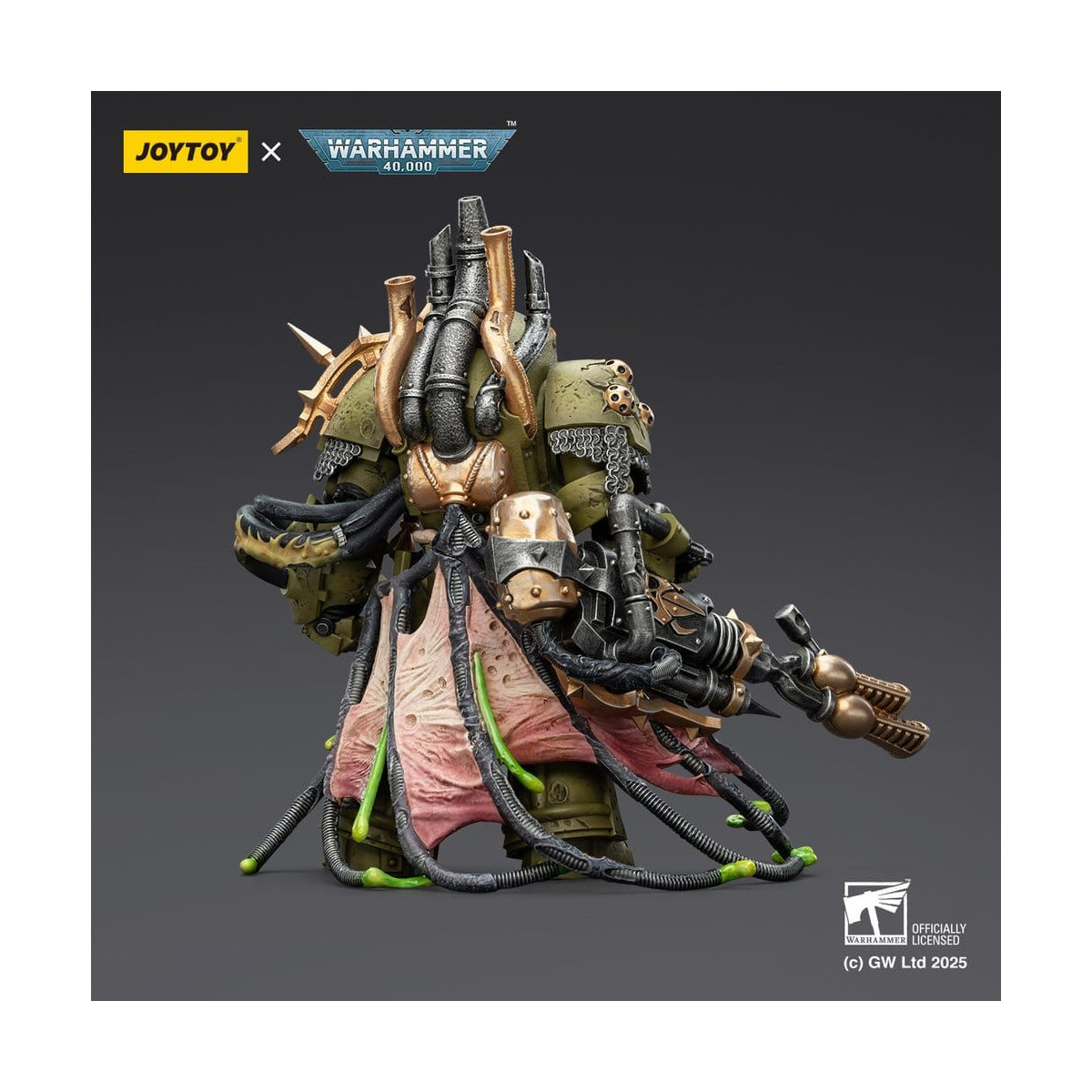 Joytoy - Guardia de la Muerte - Señor de la Virulencia con Puño de Poder y Lanzador de Plaga Gemelo 1/18 - Warhammer 40k