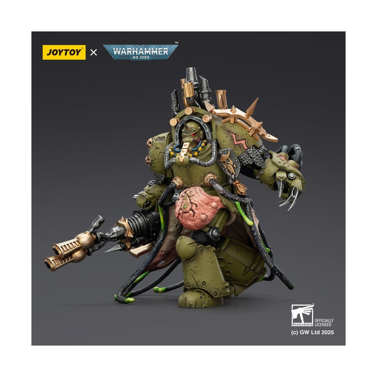 Joytoy - Guardia de la Muerte - Señor de la Virulencia con Puño de Poder y Lanzador de Plaga Gemelo 1/18 - Warhammer 40k