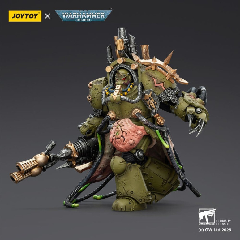 Joytoy - Guardia de la Muerte - Señor de la Virulencia con Puño de Poder y Lanzador de Plaga Gemelo 1/18 - Warhammer 40k