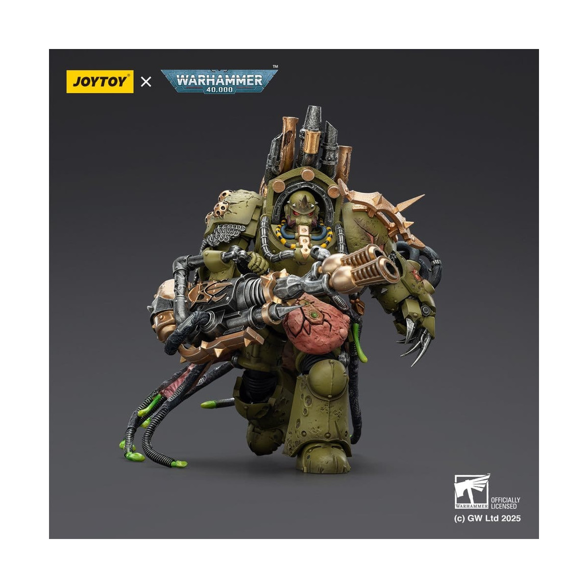 Joytoy - Guardia de la Muerte - Señor de la Virulencia con Puño de Poder y Lanzador de Plaga Gemelo 1/18 - Warhammer 40k