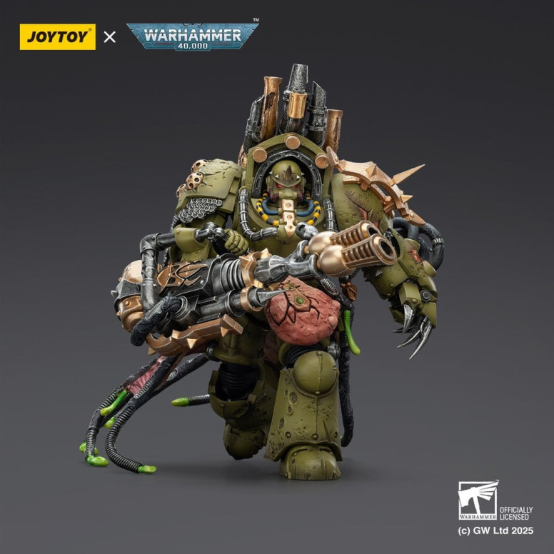 Joytoy - Guardia de la Muerte - Señor de la Virulencia con Puño de Poder y Lanzador de Plaga Gemelo 1/18 - Warhammer 40k