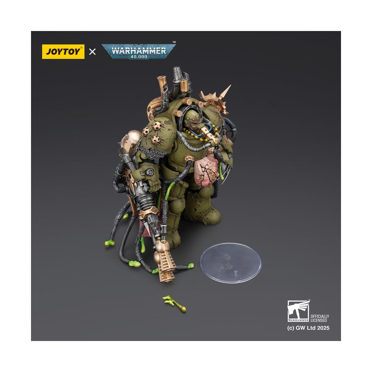 Joytoy - Guardia de la Muerte - Señor de la Virulencia con Puño de Poder y Lanzador de Plaga Gemelo 1/18 - Warhammer 40k