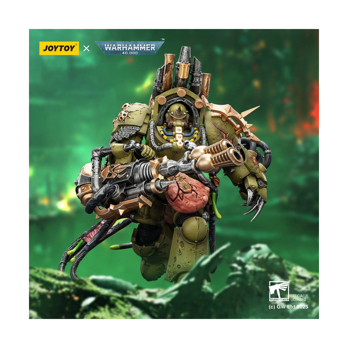 Joytoy - Guardia de la Muerte - Señor de la Virulencia con Puño de Poder y Lanzador de Plaga Gemelo 1/18 - Warhammer 40k