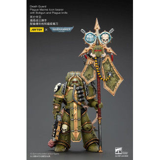 Joytoy - Death Guard - Plague Marine Icon bearer with Boltgun and Plague knife 1/18 - Warhammer 40k