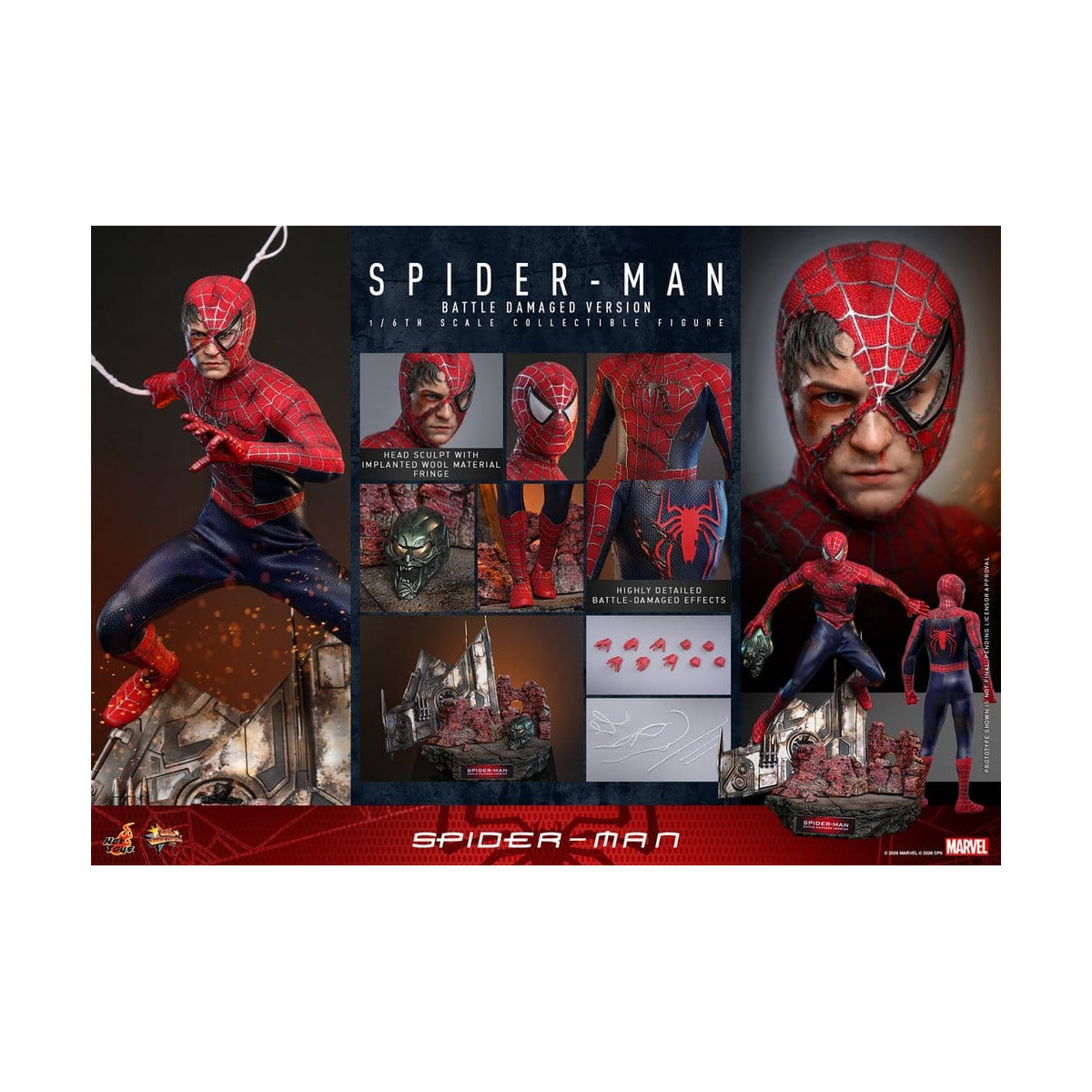 Hot Toys Marvel - Spider-Man (Battle Damaged Version) - Spider-Man (2002) Movie Masterpiece 1/6