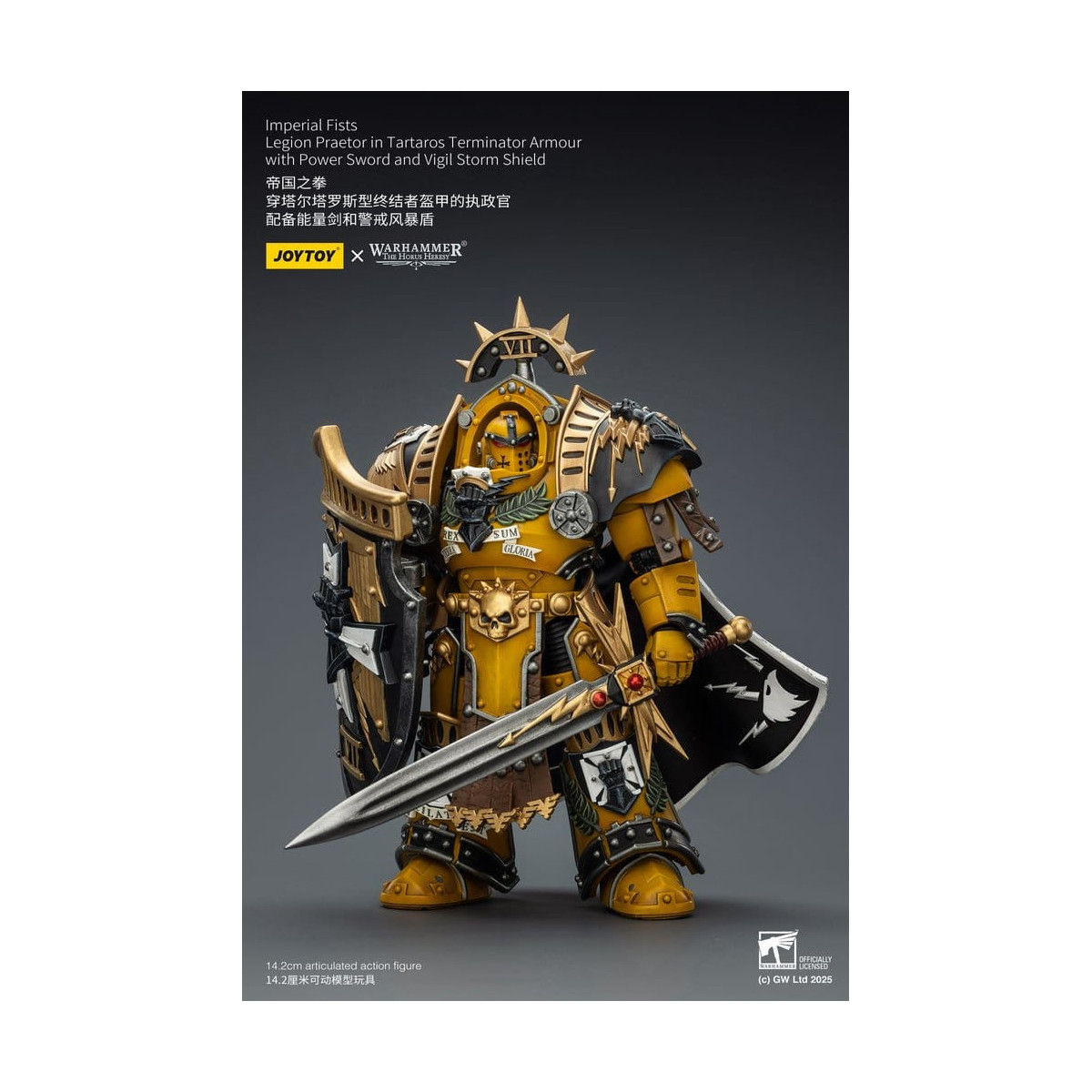 Joytoy - Warhammer - Imperial Fists - Pretor de la Legión con Armadura de Tartaros Terminator con Espada de Poder y Escudo de To