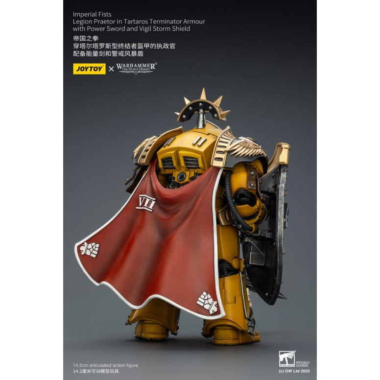 Joytoy - Warhammer - Imperial Fists - Pretor de la Legión con Armadura de Tartaros Terminator con Espada de Poder y Escudo de To