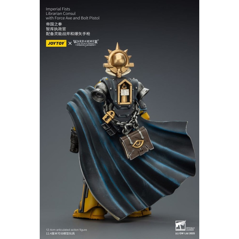 Joytoy - Warhammer - Imperial Fists - Bibliotecario Cónsul con Hacha de Fuerza y Pistola de Proyectiles 1/18