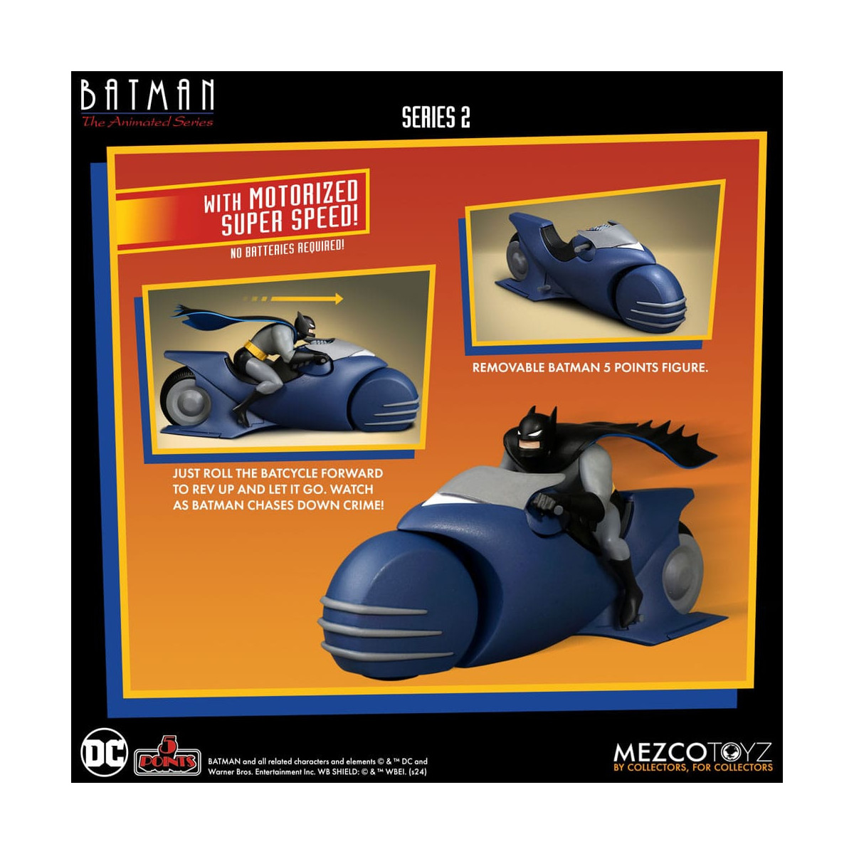 Mezco 5 Puntos - DC Comics Batman: The Animated Series - Batman & Batcycle - Serie 2