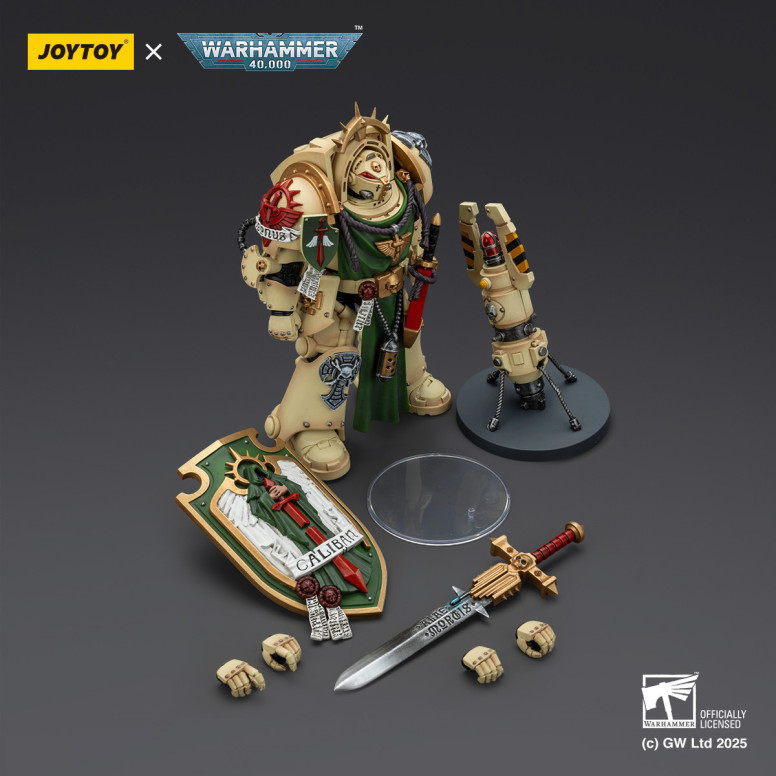 JoyToy Space Marines - Dark Angels - Caballero Alamuerte con Espada de Poder Escudo de Tormenta y homer teletransportador 1/18 -