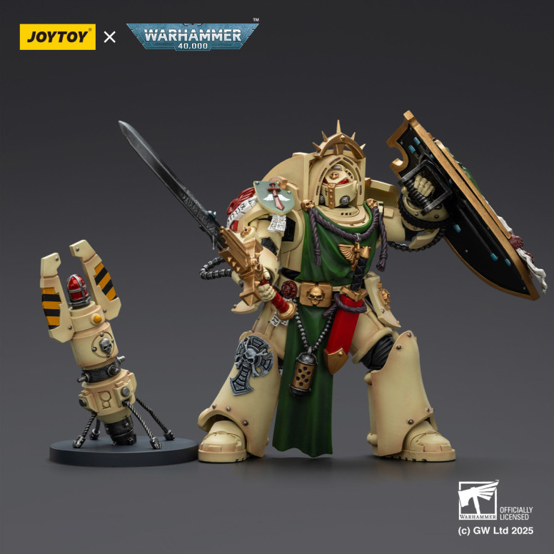 JoyToy Space Marines - Dark Angels - Caballero Alamuerte con Espada de Poder Escudo de Tormenta y homer teletransportador 1/18 -