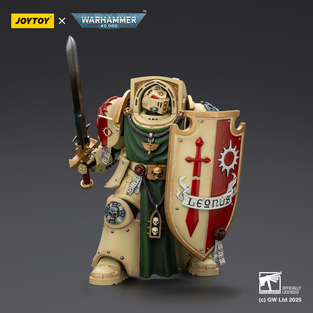 JoyToy Space Marines - Dark Angels - Caballero Alamuerte con Espada de Poder Escudo de Tormenta y Vigilante en la Oscuridad 1/18