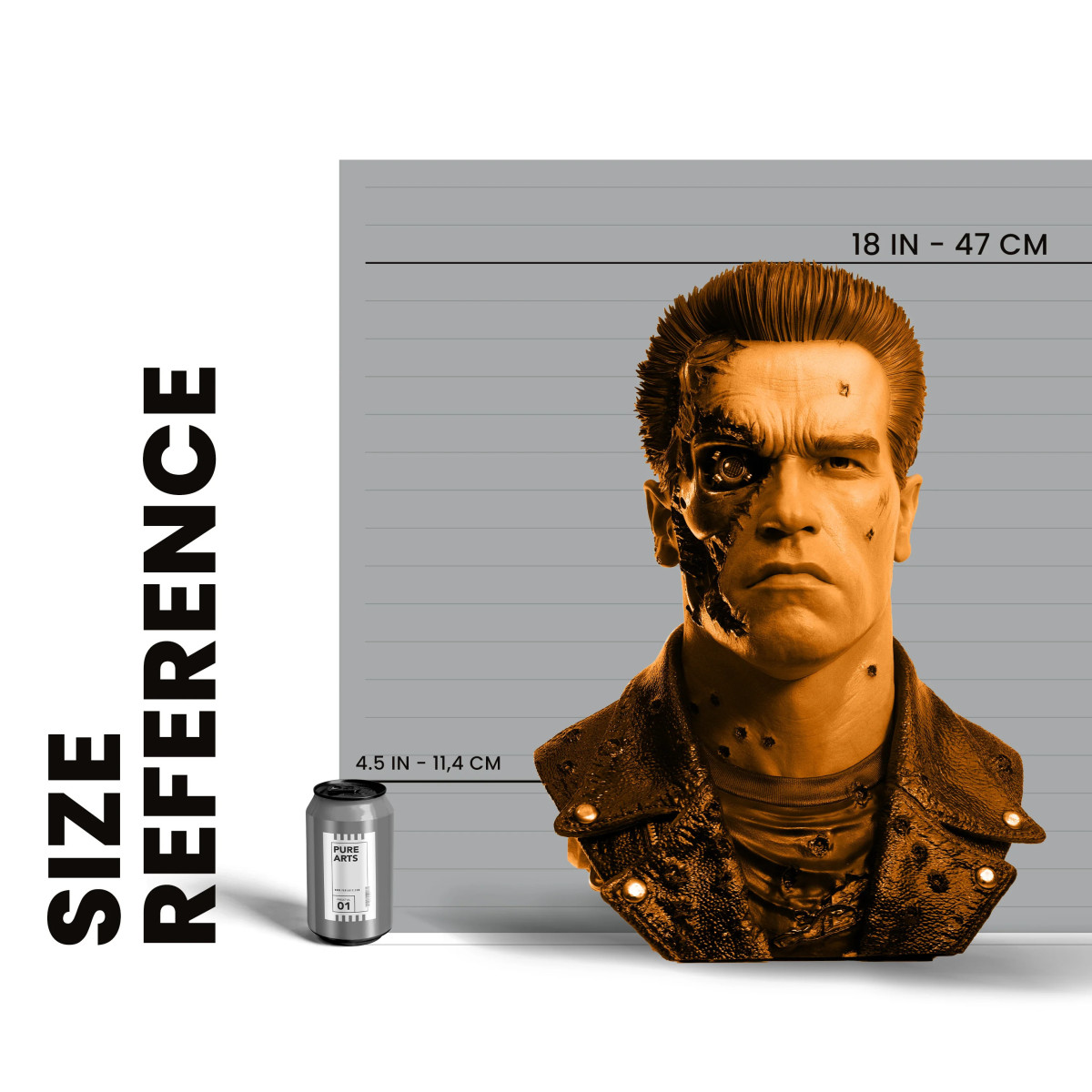 Pure Arts Terminator 2 T-800 Modelo 101 Arte Dañado en Batalla La Máscara