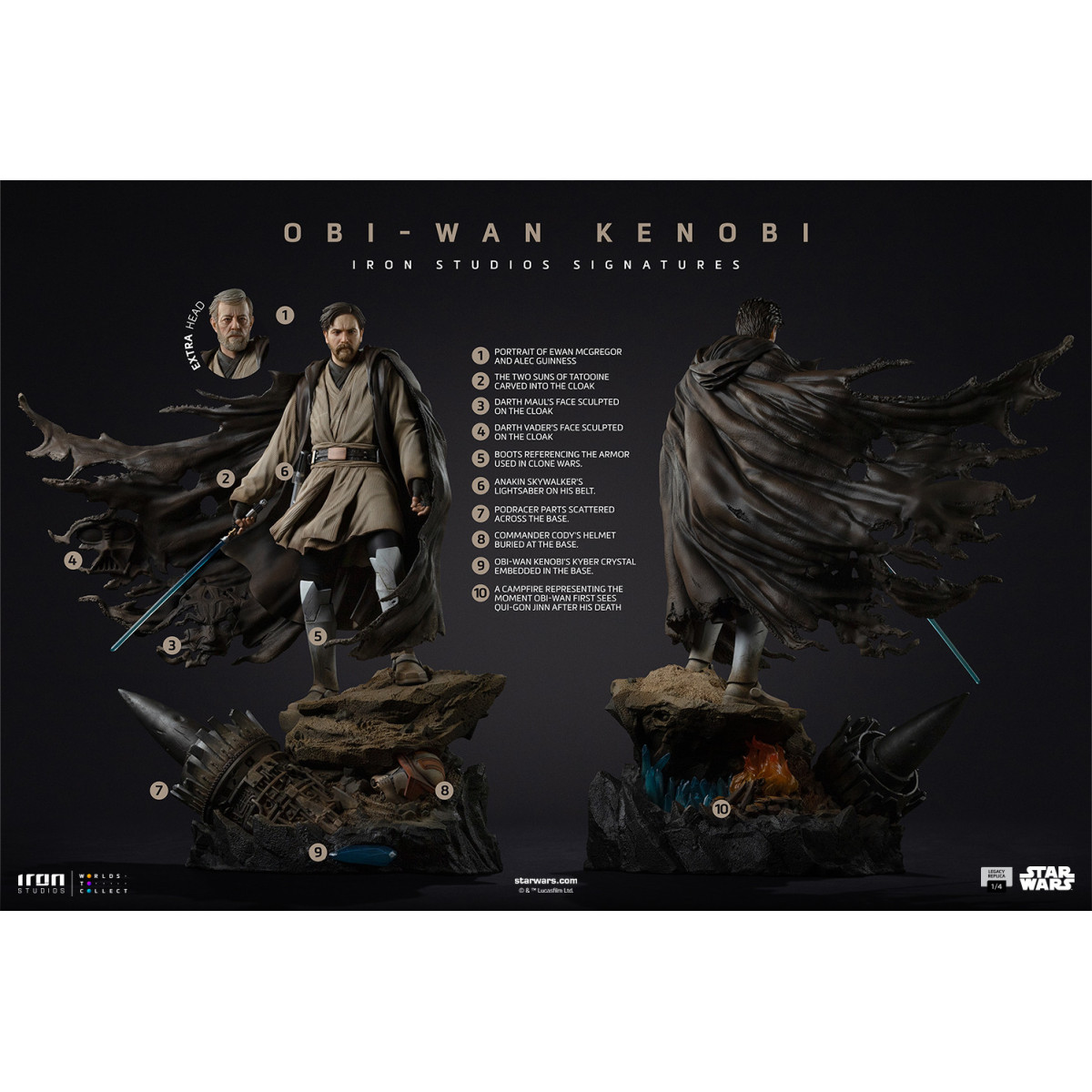 Iron Studios Star Wars - Réplica del Legado de Obi-Wan Kenobi 1/4 Firmas