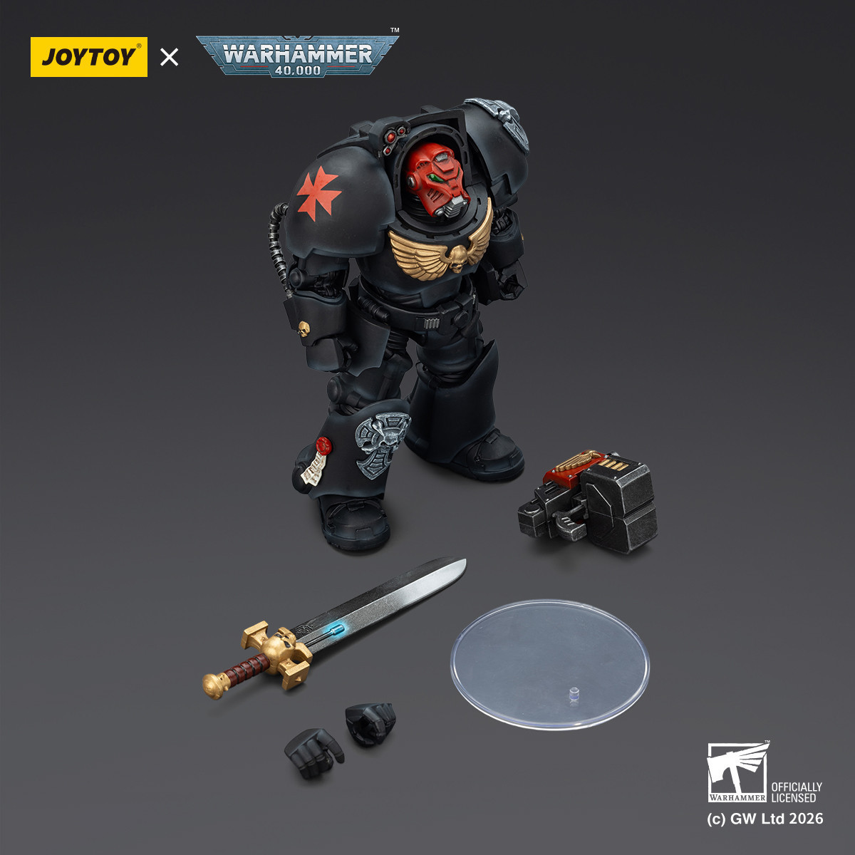 JoyToy Space Marines - Black Templars -Terminator 1 con Power Sword y Storm Bolter 1/18 - Warhammer 40K