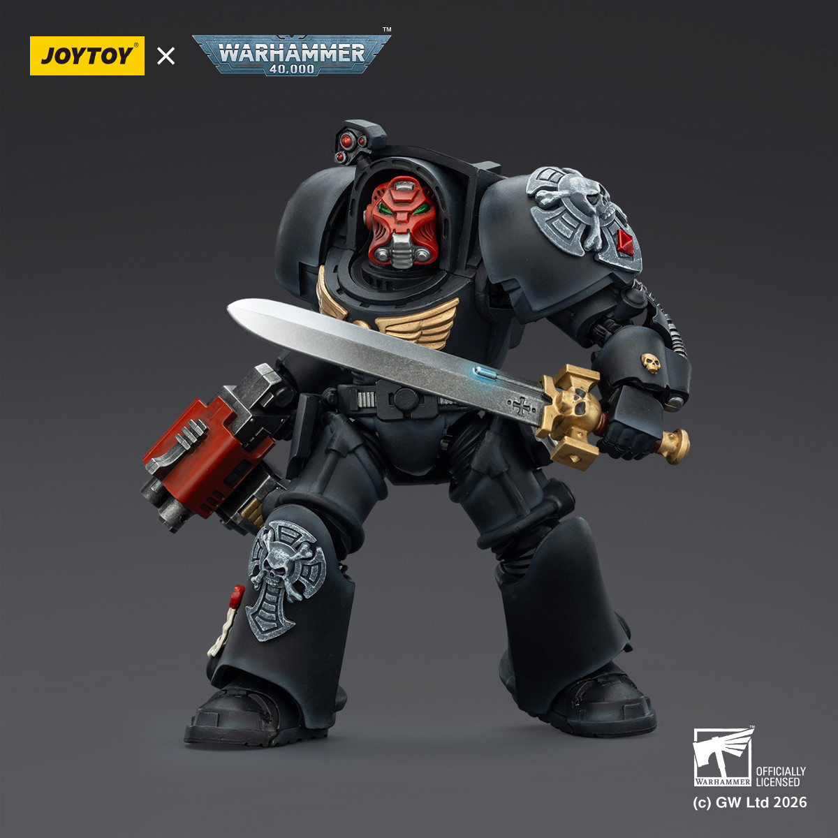 JoyToy Space Marines - Black Templars -Terminator 1 con Power Sword y Storm Bolter 1/18 - Warhammer 40K