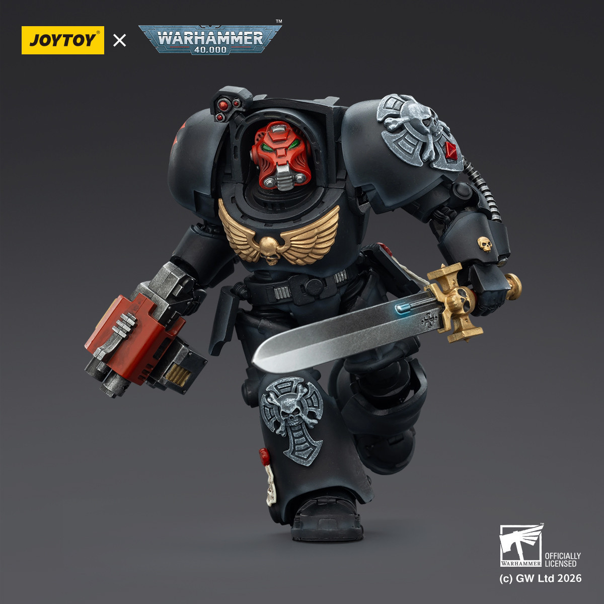 JoyToy Space Marines - Black Templars -Terminator 1 con Power Sword y Storm Bolter 1/18 - Warhammer 40K