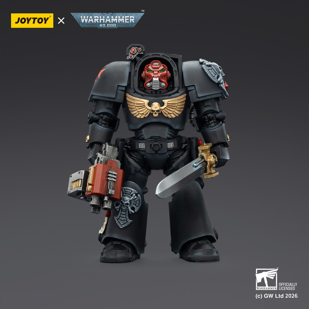 JoyToy Space Marines - Black Templars -Terminator 1 con Power Sword y Storm Bolter 1/18 - Warhammer 40K