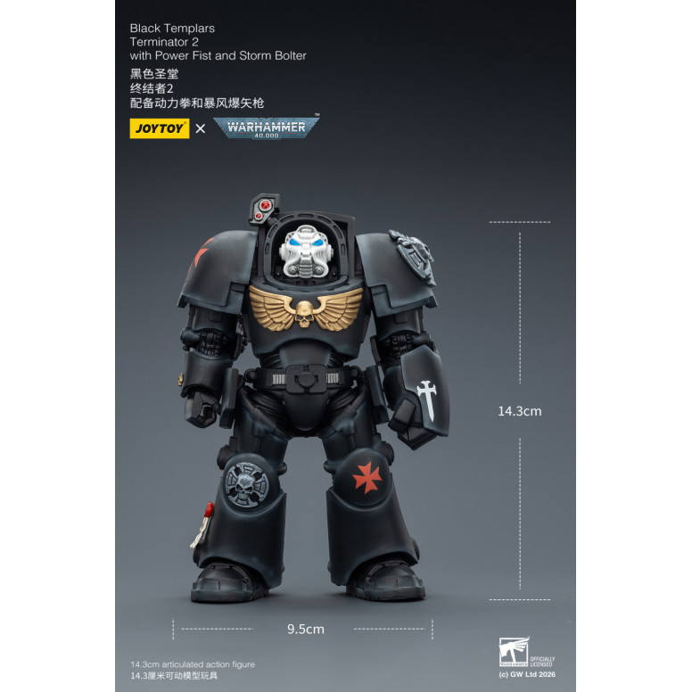 JoyToy Space Marines - Black Templars -Terminator 2 con Power Fist y Storm Bolter 1/18 - Warhammer 40K