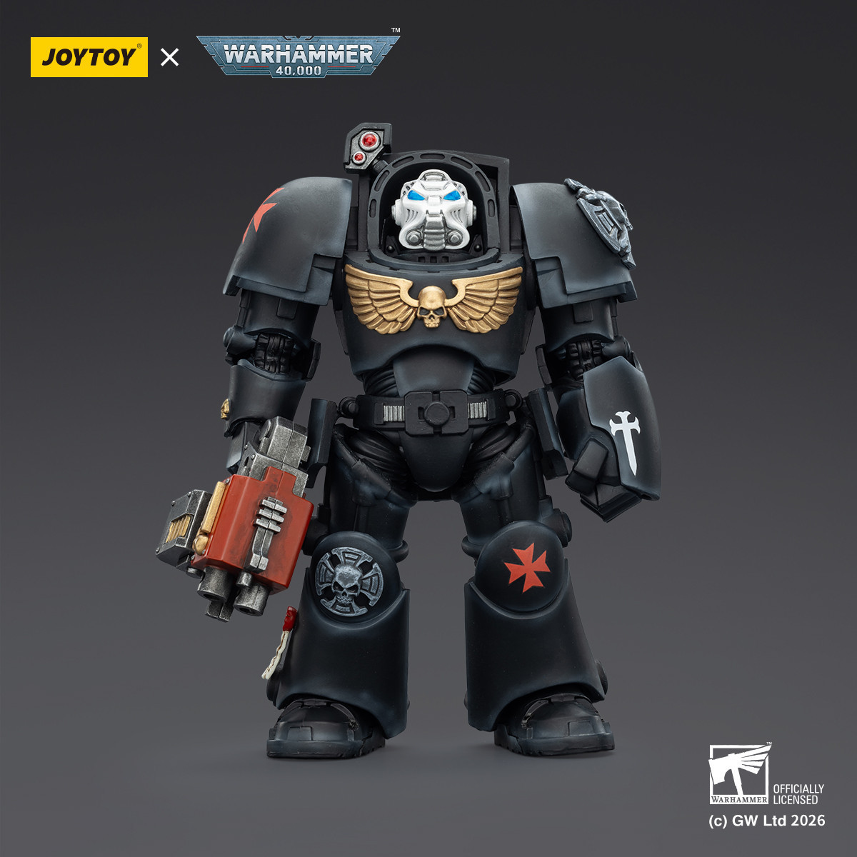 JoyToy Space Marines - Black Templars -Terminator 2 con Power Fist y Storm Bolter 1/18 - Warhammer 40K