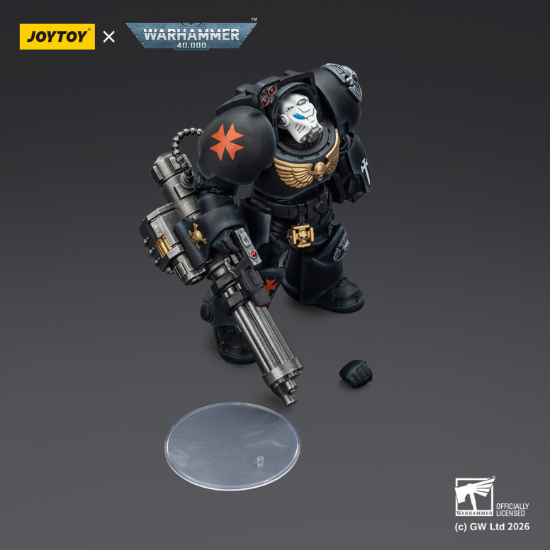 JoyToy Space Marines - Black Templars - Terminator 3 con Puño de Poder y Cañón de Asalto 1/18 - Warhammer 40K