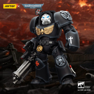 JoyToy Space Marines - Black Templars - Terminator 3 con Puño de Poder y Cañón de Asalto 1/18 - Warhammer 40K