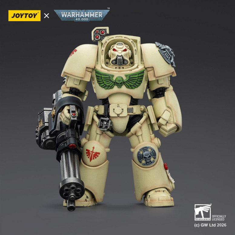 JoyToy Space Marines - Dark Angels - Deathwing Terminator 3 con Puño de Poder y Cañón de Asalto 1/18 - Warhammer 40k