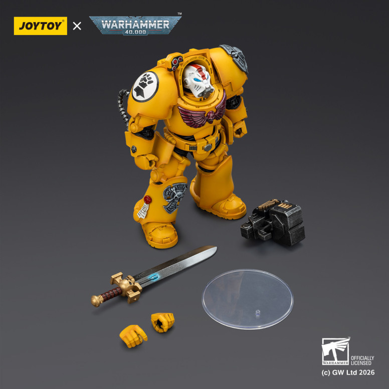 JoyToy Space Marines - Imperial Fists - Terminator 1 con Power Sword y Storm Bolter 1/18 - Warhammer 40k