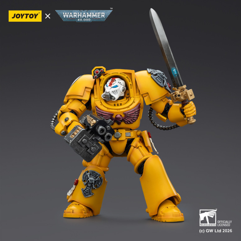 JoyToy Space Marines - Imperial Fists - Terminator 1 con Power Sword y Storm Bolter 1/18 - Warhammer 40k