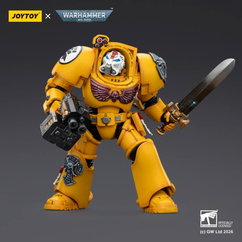 JoyToy Space Marines - Imperial Fists - Terminator 1 con Power Sword y Storm Bolter 1/18 - Warhammer 40k