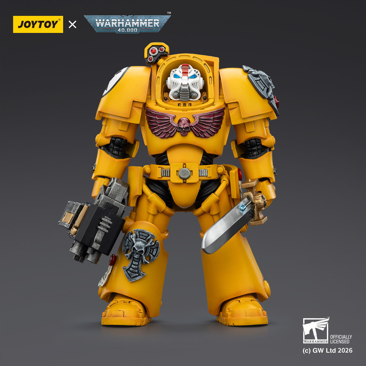 JoyToy Space Marines - Imperial Fists - Terminator 1 con Power Sword y Storm Bolter 1/18 - Warhammer 40k
