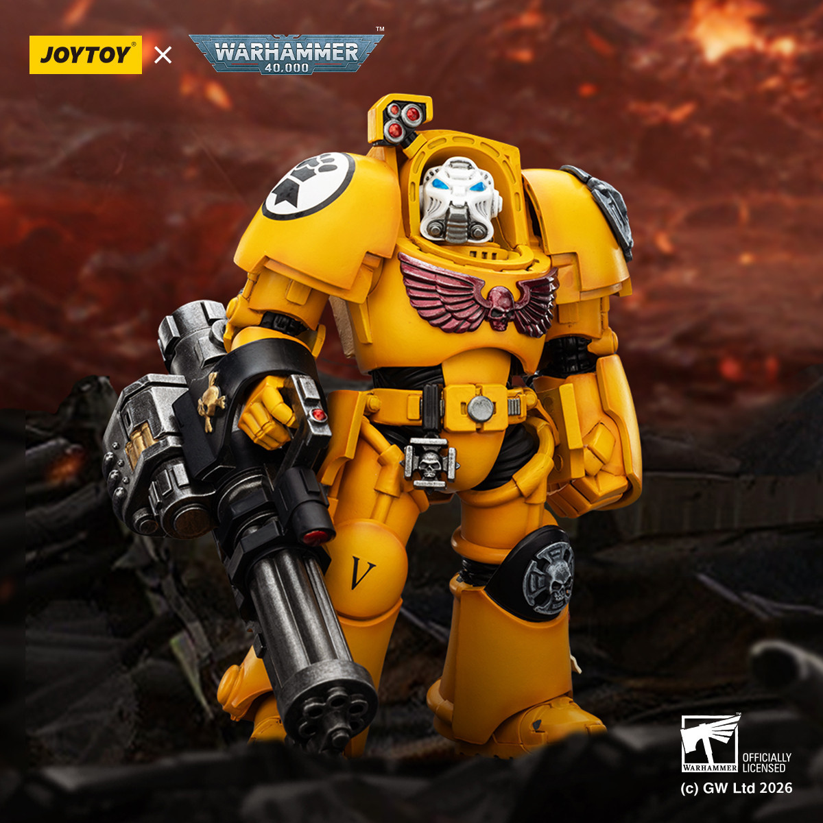 JoyToy Space Marines - Imperial Fists - Terminator 3 con Puño de Poder y Cañón de Asalto 1/18 - Warhammer 40k