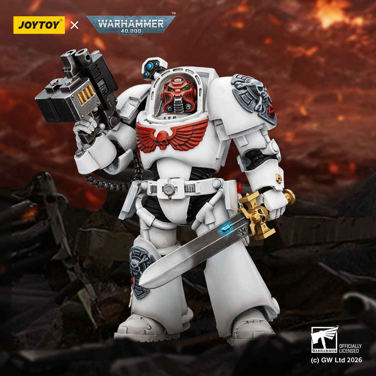 JoyToy Space Marines - White Scars - Terminator 1 con Power Sword y Storm Bolter 1/18 - Warhammer 40k
