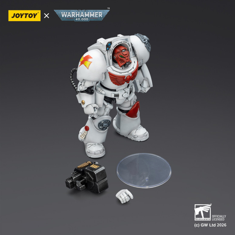 JoyToy Space Marines - Cicatrices Blancas - Terminator 2 con Puño de Poder y Storm Bolter 1/18 - Warhammer 40k