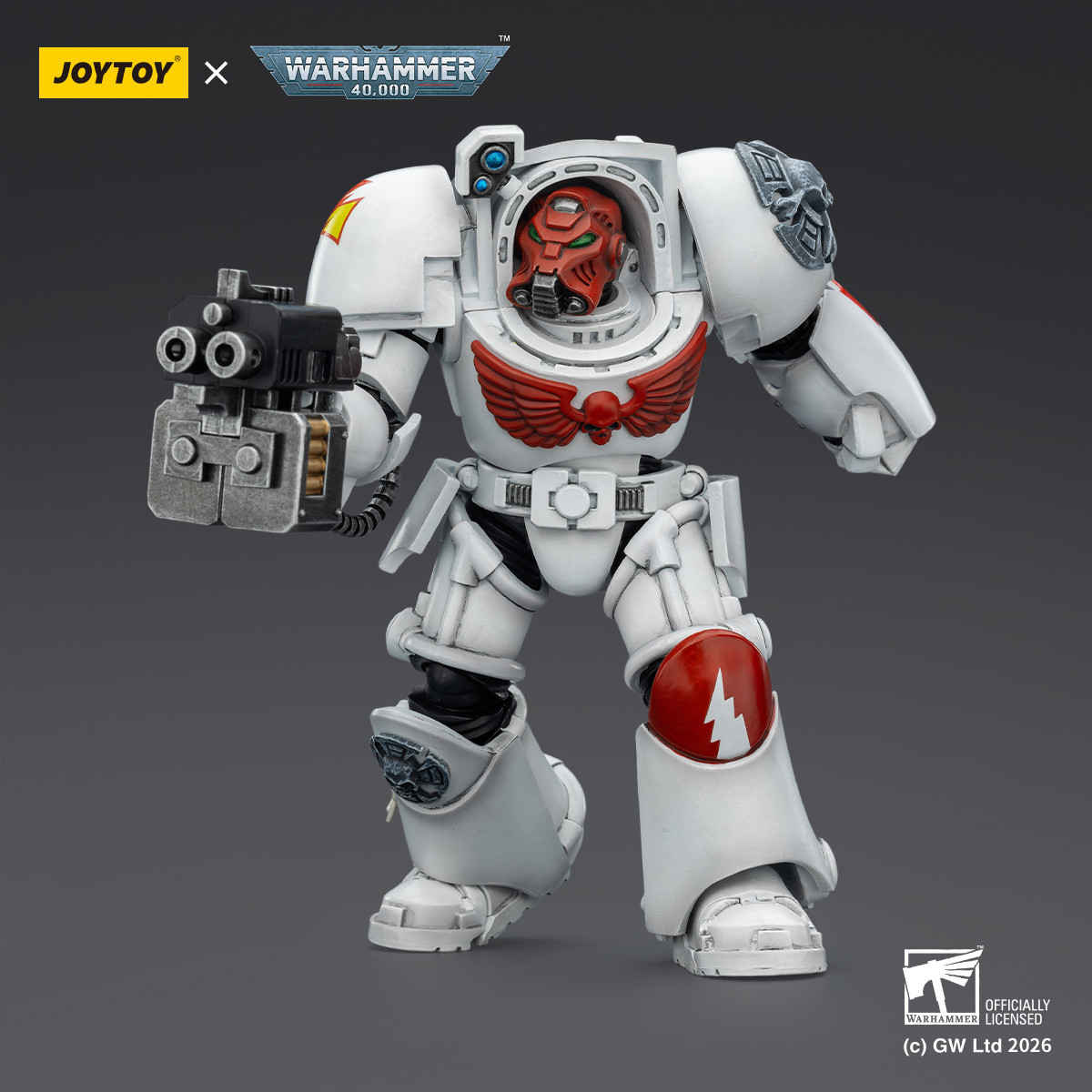 JoyToy Space Marines - Cicatrices Blancas - Terminator 2 con Puño de Poder y Storm Bolter 1/18 - Warhammer 40k