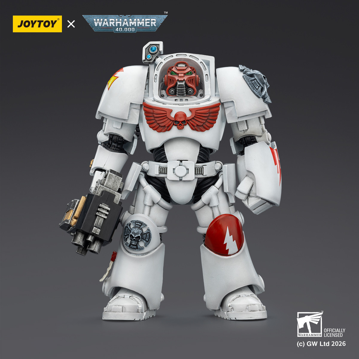 JoyToy Space Marines - Cicatrices Blancas - Terminator 2 con Puño de Poder y Storm Bolter 1/18 - Warhammer 40k
