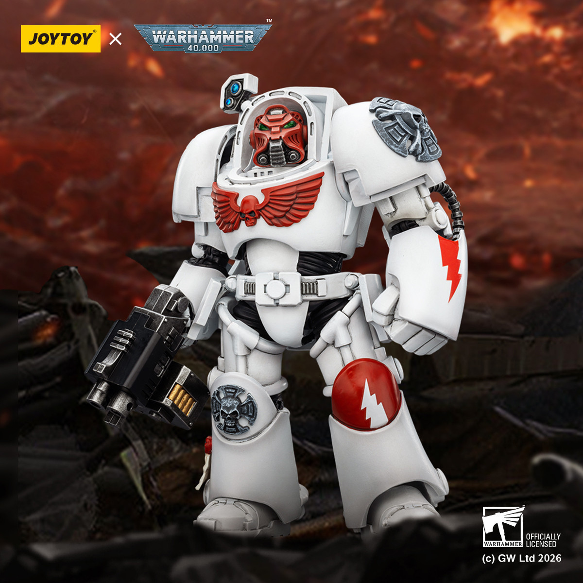 JoyToy Space Marines - Cicatrices Blancas - Terminator 2 con Puño de Poder y Storm Bolter 1/18 - Warhammer 40k