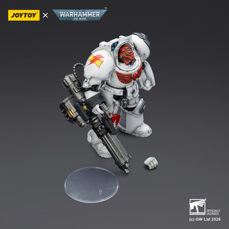 JoyToy Space Marines - Cicatrices Blancas - Terminator 3 con Puño de Poder y Cañón de Asalto 1/18 - Warhammer 40k