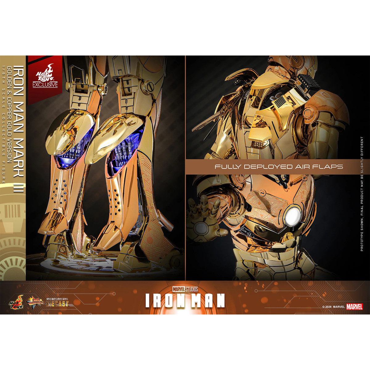 Hot Toys Marvel - Iron Man Mark III (Golden & Copper Gold Version) Die Cast MMS 1/6 - Hot Toys Exclusivo