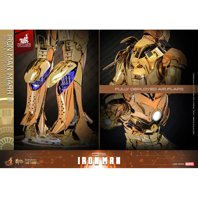 Hot Toys Marvel - Iron Man Mark III (Golden & Copper Gold Version) Die Cast MMS 1/6 - Hot Toys Exclusivo