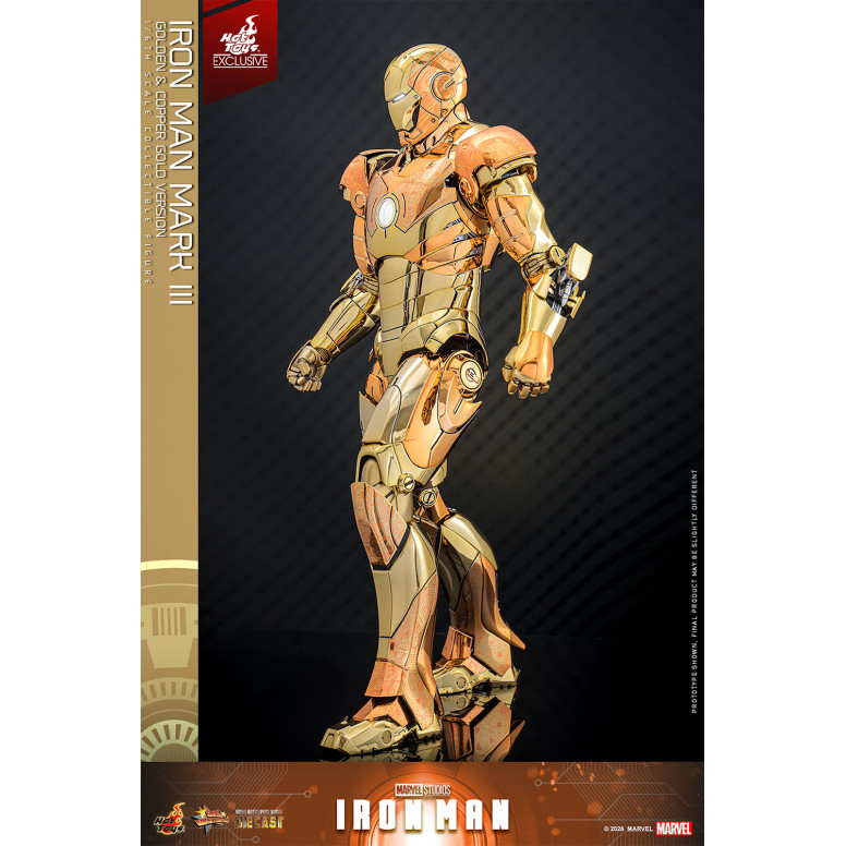 Hot Toys Marvel - Iron Man Mark III (Golden & Copper Gold Version) Die Cast MMS 1/6 - Hot Toys Exclusivo