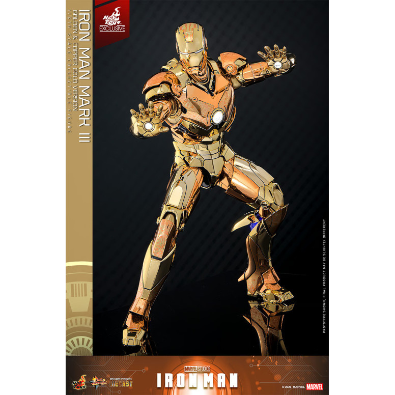 Hot Toys Marvel - Iron Man Mark III (Golden & Copper Gold Version) Die Cast MMS 1/6 - Hot Toys Exclusivo