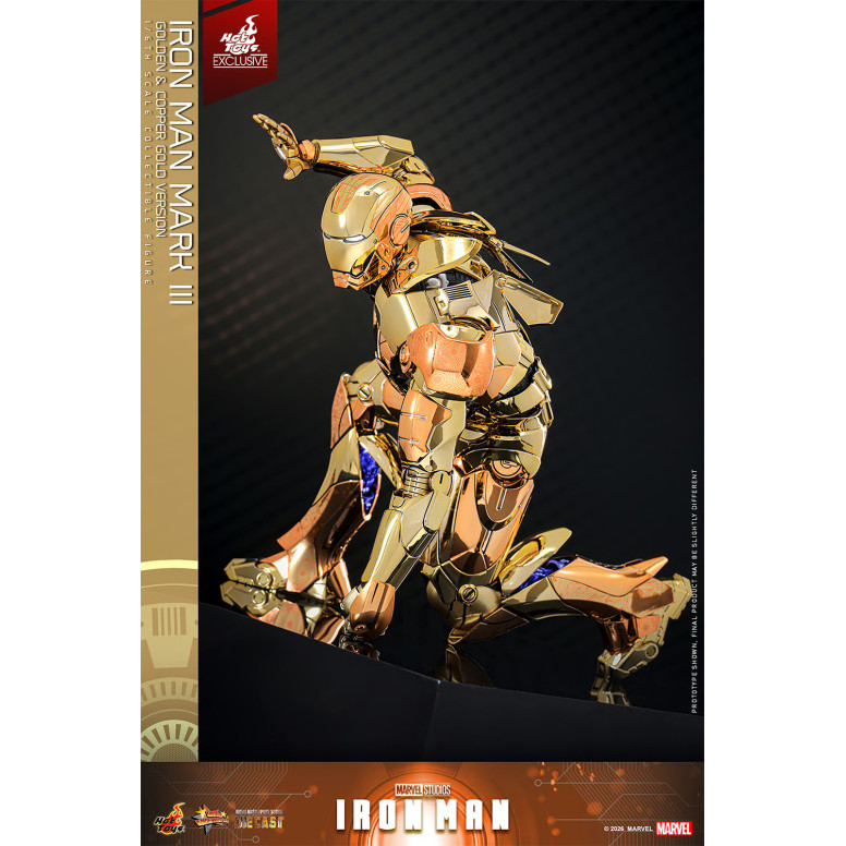Hot Toys Marvel - Iron Man Mark III (Golden & Copper Gold Version) Die Cast MMS 1/6 - Hot Toys Exclusivo
