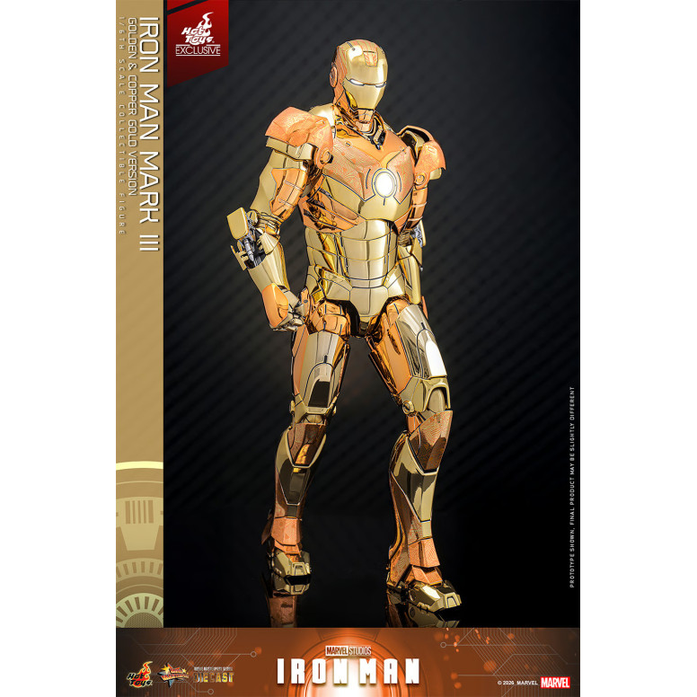 Hot Toys Marvel - Iron Man Mark III (Golden & Copper Gold Version) Die Cast MMS 1/6 - Hot Toys Exclusivo