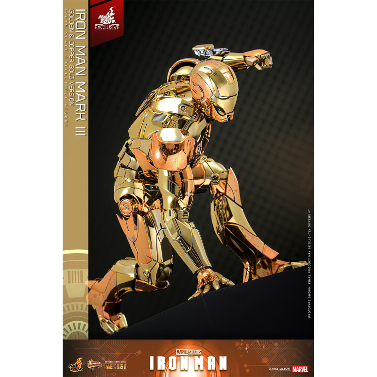Hot Toys Marvel - Iron Man Mark III (Golden & Copper Gold Version) Die Cast MMS 1/6 - Hot Toys Exclusivo