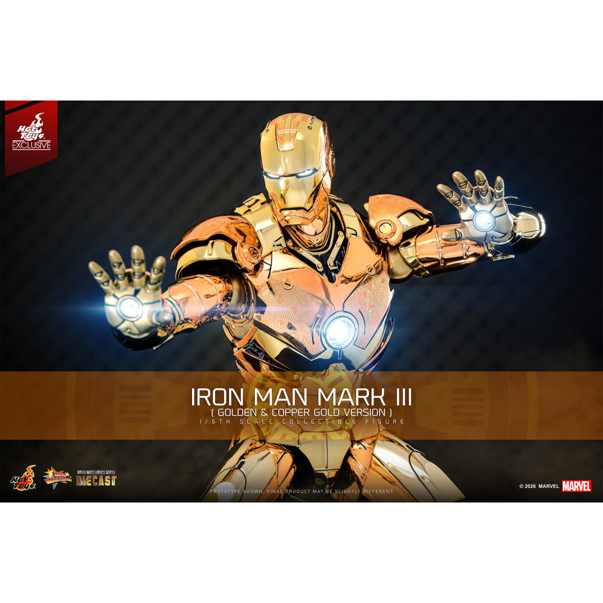 Hot Toys Marvel - Iron Man Mark III (Golden & Copper Gold Version) Die Cast MMS 1/6 - Hot Toys Exclusivo
