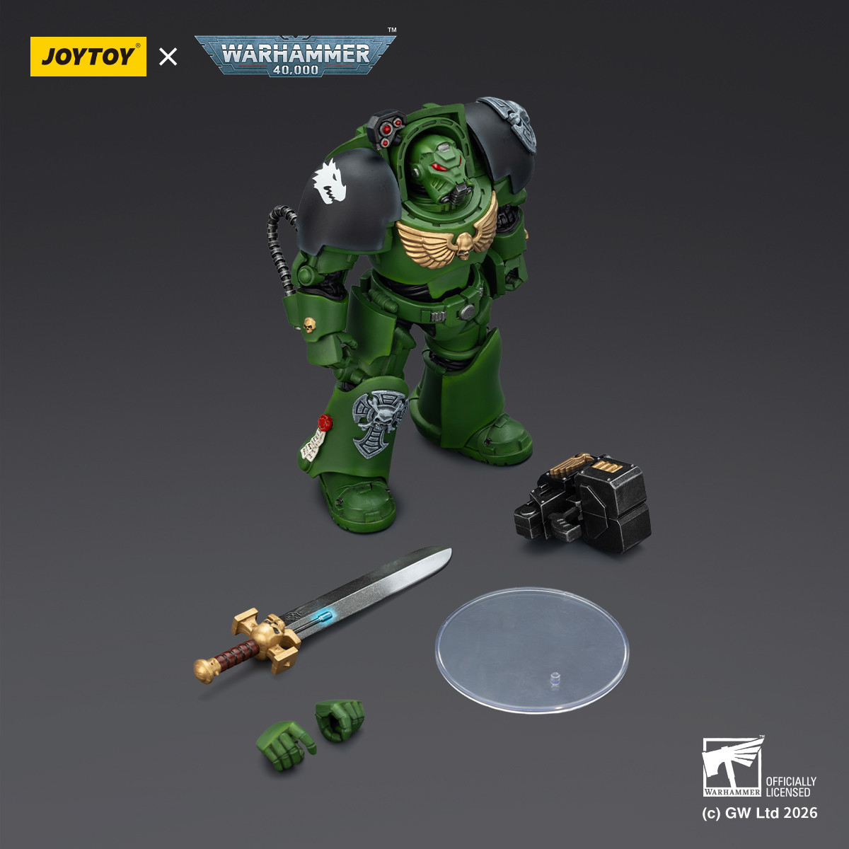 JoyToy Space Marines - Salamanders - Terminator 1 con Power Sword y Storm Bolter 1/18 - Warhammer 40k