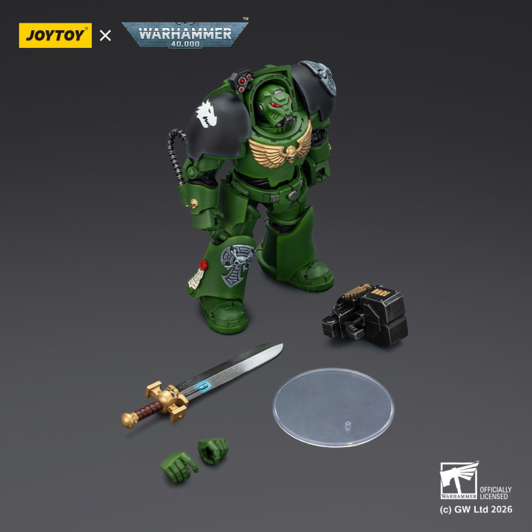 JoyToy Space Marines - Salamanders - Terminator 1 con Power Sword y Storm Bolter 1/18 - Warhammer 40k