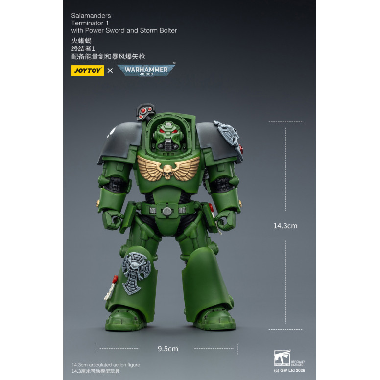 JoyToy Space Marines - Salamanders - Terminator 1 con Power Sword y Storm Bolter 1/18 - Warhammer 40k