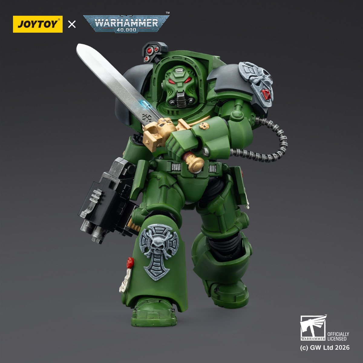 JoyToy Space Marines - Salamanders - Terminator 1 con Power Sword y Storm Bolter 1/18 - Warhammer 40k